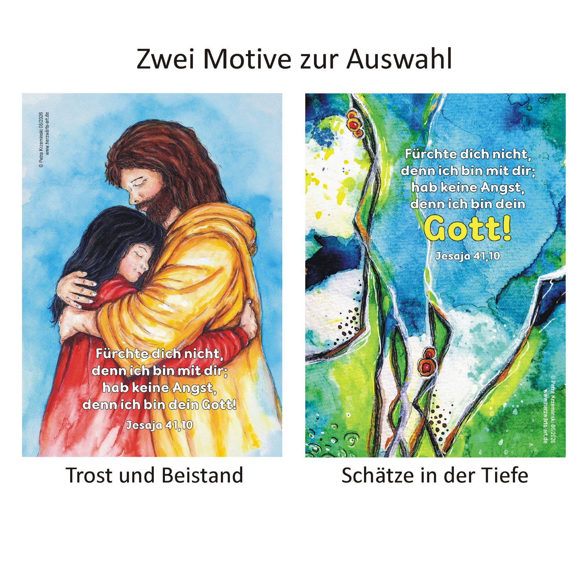 2 Motive zur Jahreslosung 2027 DIN-Format mit jeweils Bibeltext Jesaja 41,10